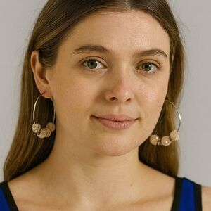 Bella Boheme Large Discoball Round Crystal Rhinestone Large Hoop Earrings Silver